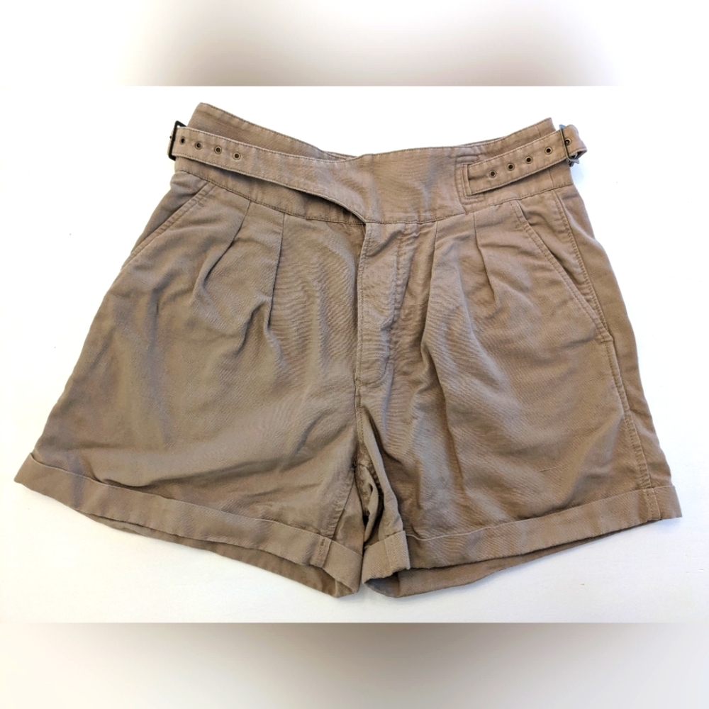 Banana Republic High-Waist Pleated Shorts in Taupe